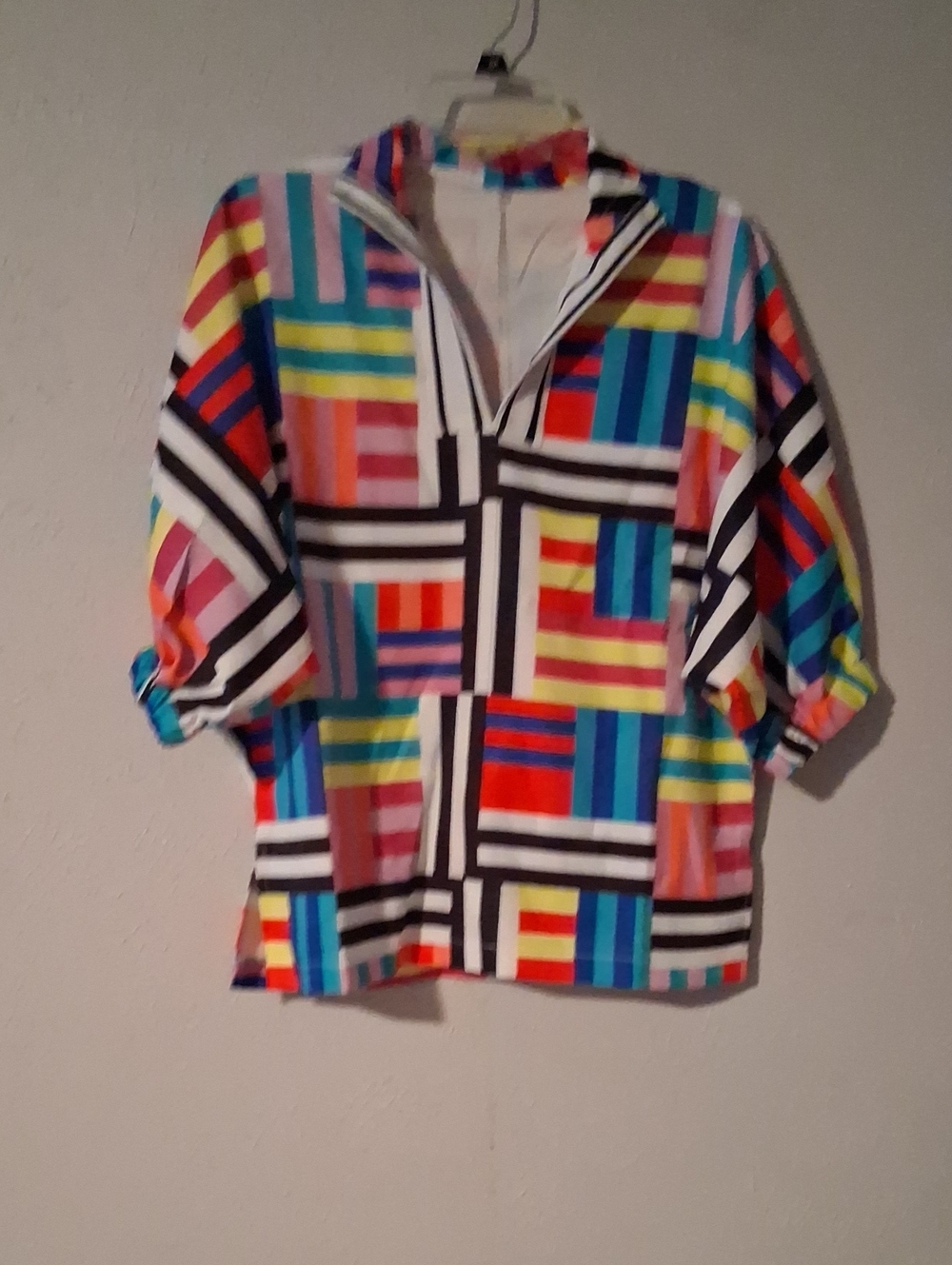Multicolor Geometric Quarter open Top Elbow Sleeve Womens Small - Picture 2 of 5